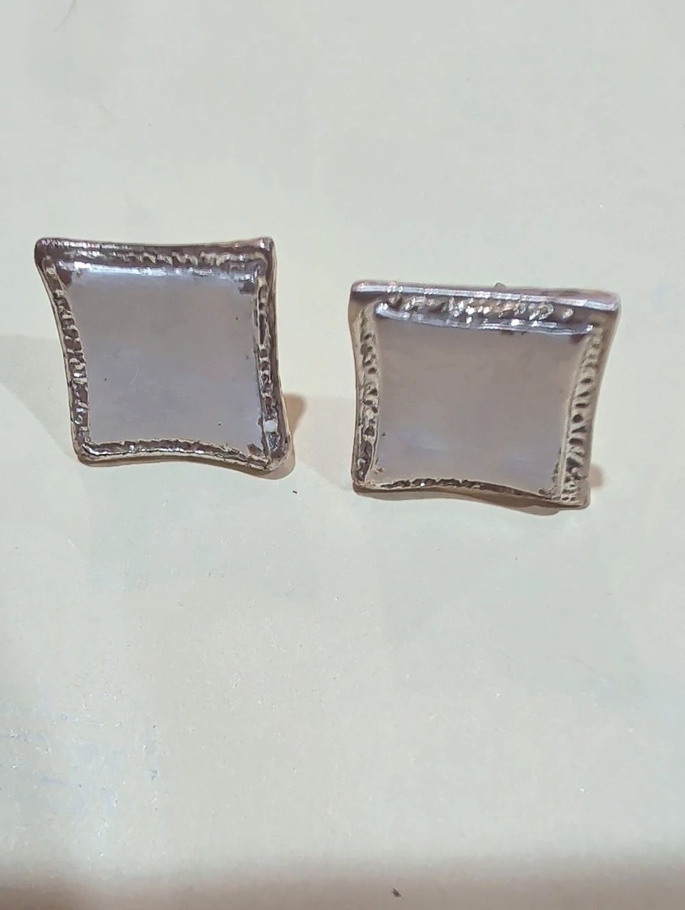 Silver Square Stud Earrings Like New
